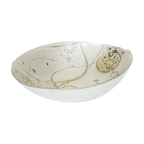 Ciotola Regalomagia Brandani in vetro bianco e oro 22x16 cm