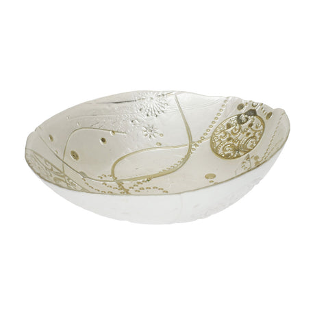 Ciotola Regalomagia Brandani in vetro bianco e oro 22x16 cm