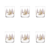 Set 6 bicchieri Simple Day con decoro albero di Natale in oro 350 ml