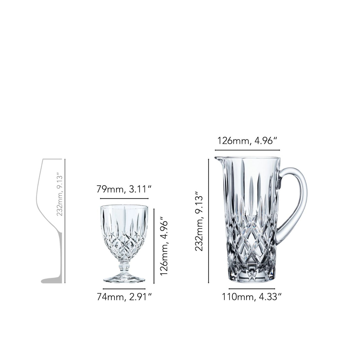 NACHTMANN Noblesse Brocca Caraffa 1L con 4 Calici 350ml Cristallo