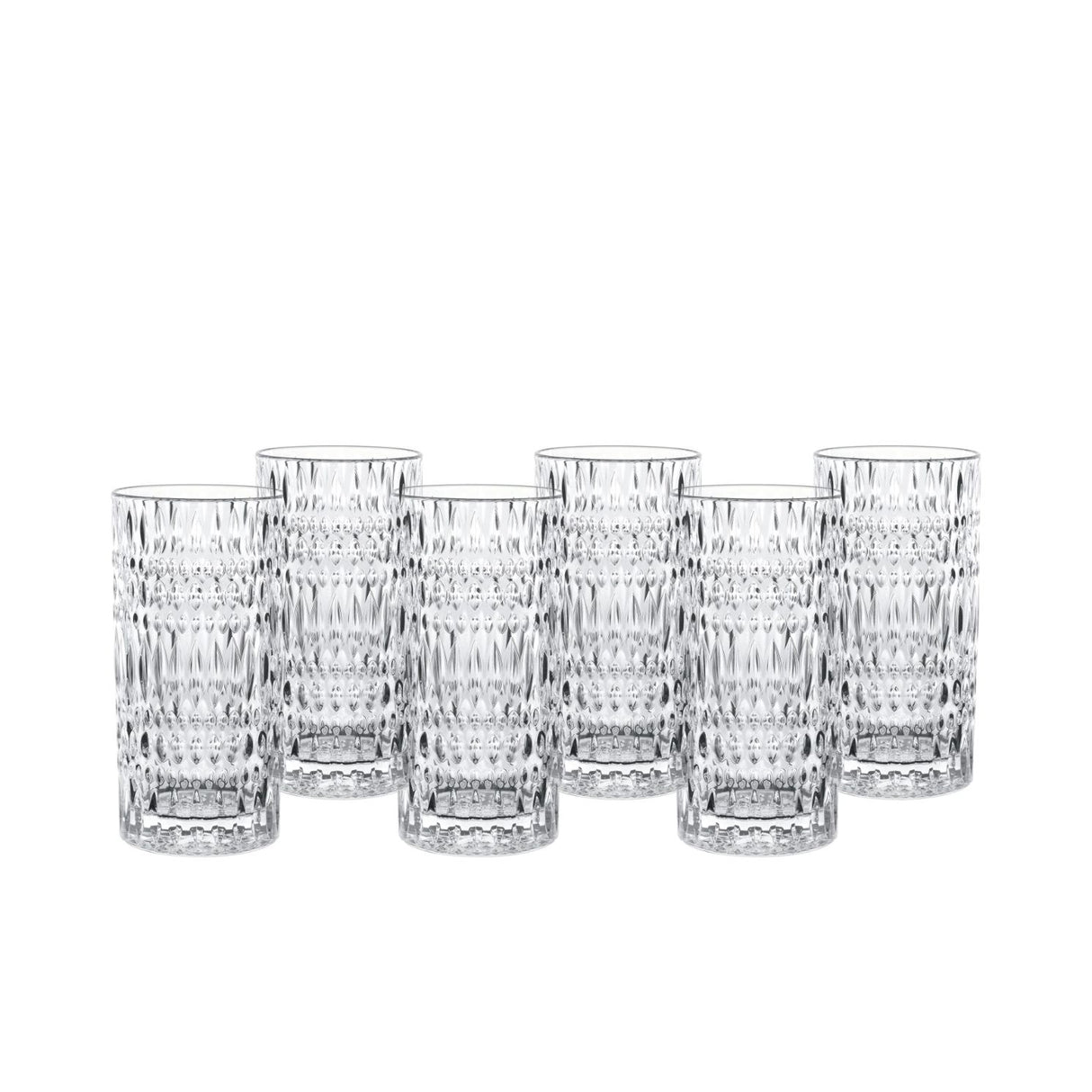 Set 6 bicchieri Long Drink Nachtmann Ethno in cristallo sfaccettato 422 ml