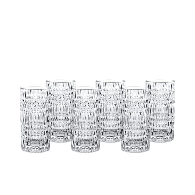 Set 6 bicchieri Long Drink Nachtmann Ethno in cristallo sfaccettato 422 ml