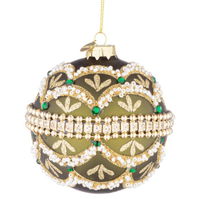 Sfera di Natale Beloved Bizzotto in vetro verde decorata 10 cm