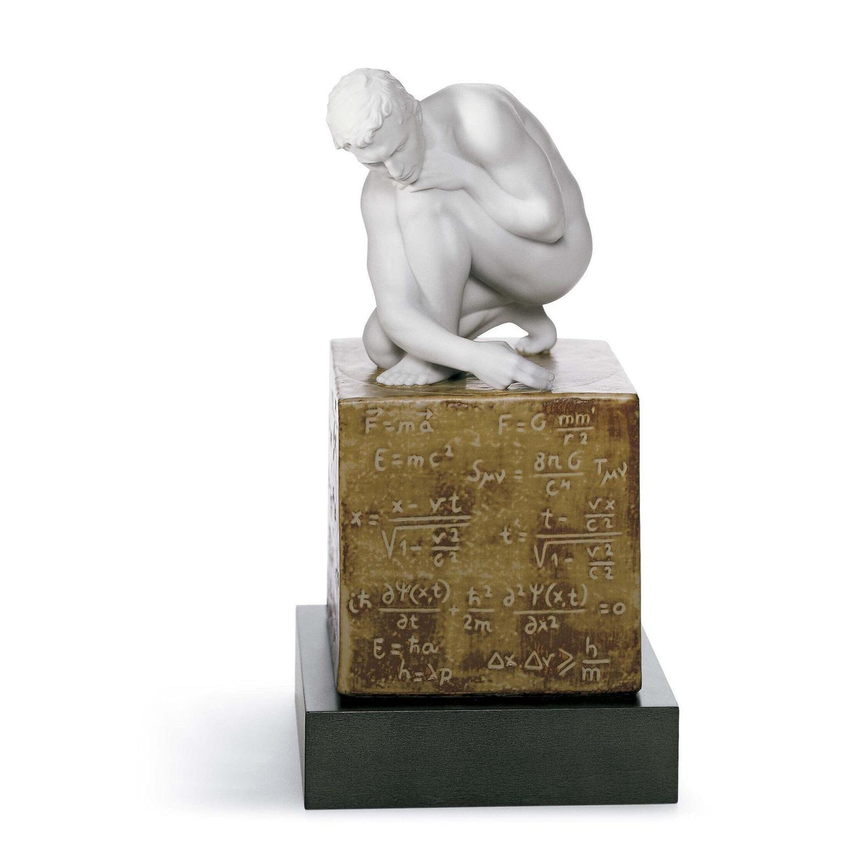 Statuetta Uomo Scientia Lladrò in porcellana con formule 31x16 cm