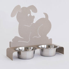Porta ciotole per cani Arti e Mestieri in metallo color beige