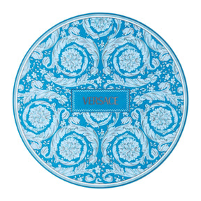 Piatto segnaposto Barocco Versace in porcellana azzurra 33 cm