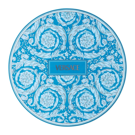 Piatto segnaposto Barocco Versace in porcellana azzurra 33 cm