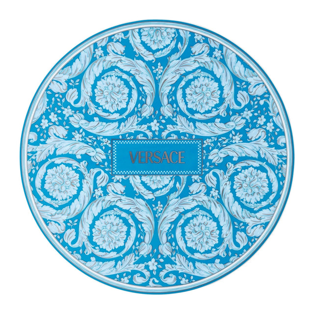 Piatto segnaposto Barocco Versace in porcellana azzurra 33 cm