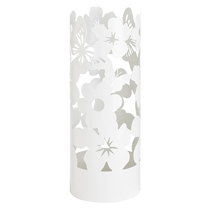 Portaombrelli cilindrico Montemaggi in metallo bianco con decoro floreale