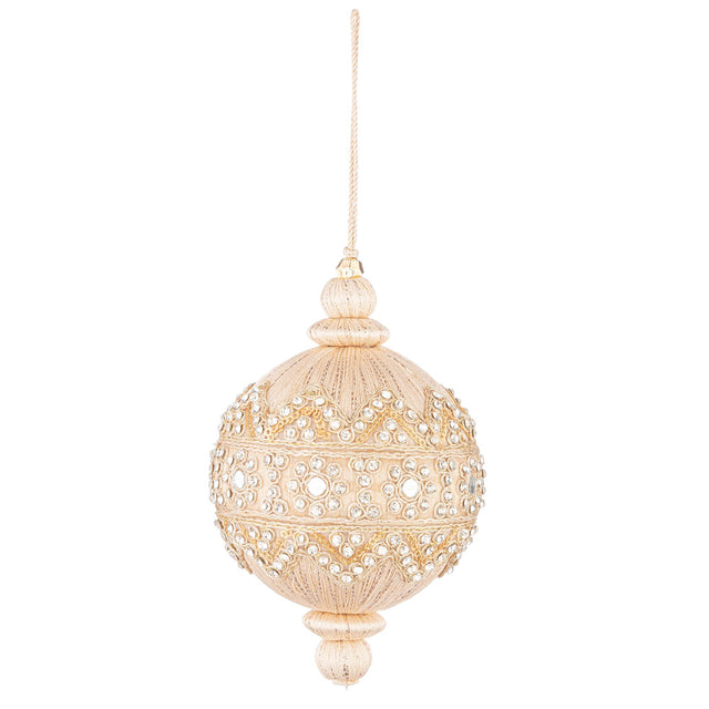 Pallina di Natale Bizzotto in vetro beige diametro 10 cm