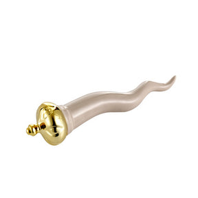 Cornetto portafortuna Montemaggi in porcellana color panna e oro 16 cm
