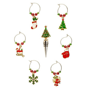 Set 6 segnabicchieri con tappo Noel Lamart in metallo oro natalizio