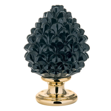 Pigna siciliana Bongelli Preziosi in marmorino nero e oro 17 cm