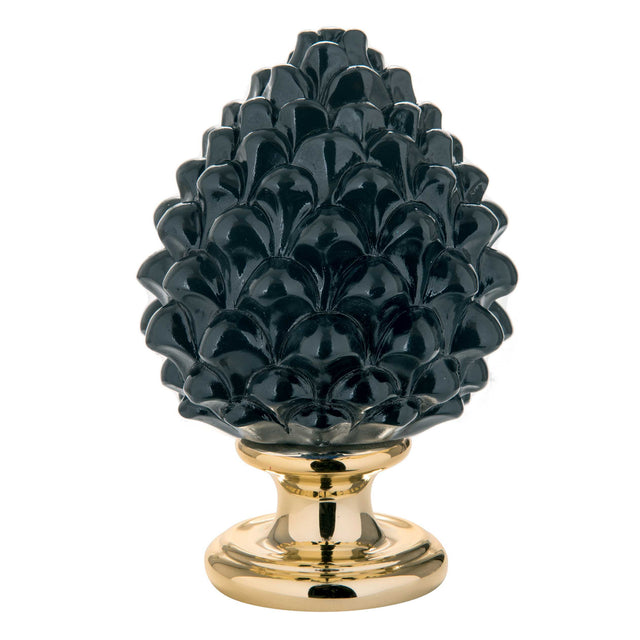 Pigna siciliana Bongelli Preziosi in marmorino nero e oro 17 cm