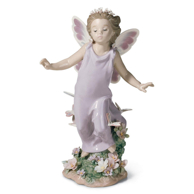 Statuina Fata Ali di Farfalle Lladrò in porcellana lucida 23x15 cm
