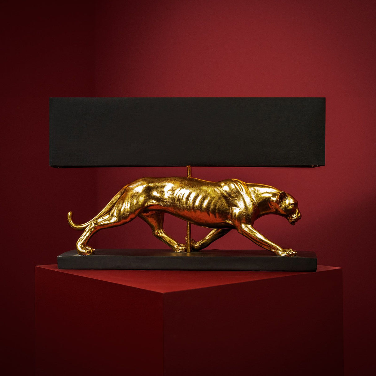 Lampada da tavolo Pantera Baghiro Werns in poliresina oro e nero 60x38 cm