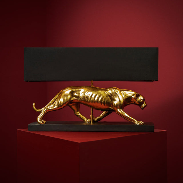 Lampada da tavolo Pantera Baghiro Werns in poliresina oro e nero 60x38 cm