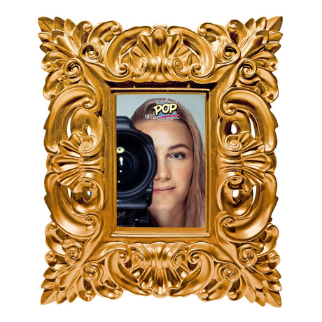 Portafoto Neopop Palais Royal in resina dorata stile barocco 25x30 cm