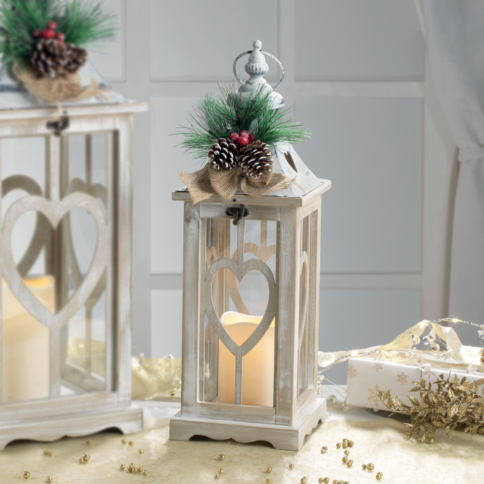 Lanterna di Natale Mascagni Casa in legno e metallo 45,5 cm