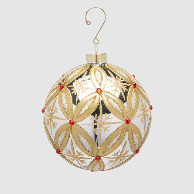Pallina di Natale EDG in vetro rubino con riflessi oro 12 cm