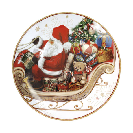 Piatto da portata Christmas Brandani in porcellana con Babbo Natale 30 cm