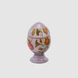 Candela uovo EDG in ceramica viola con decori floreali 17 cm