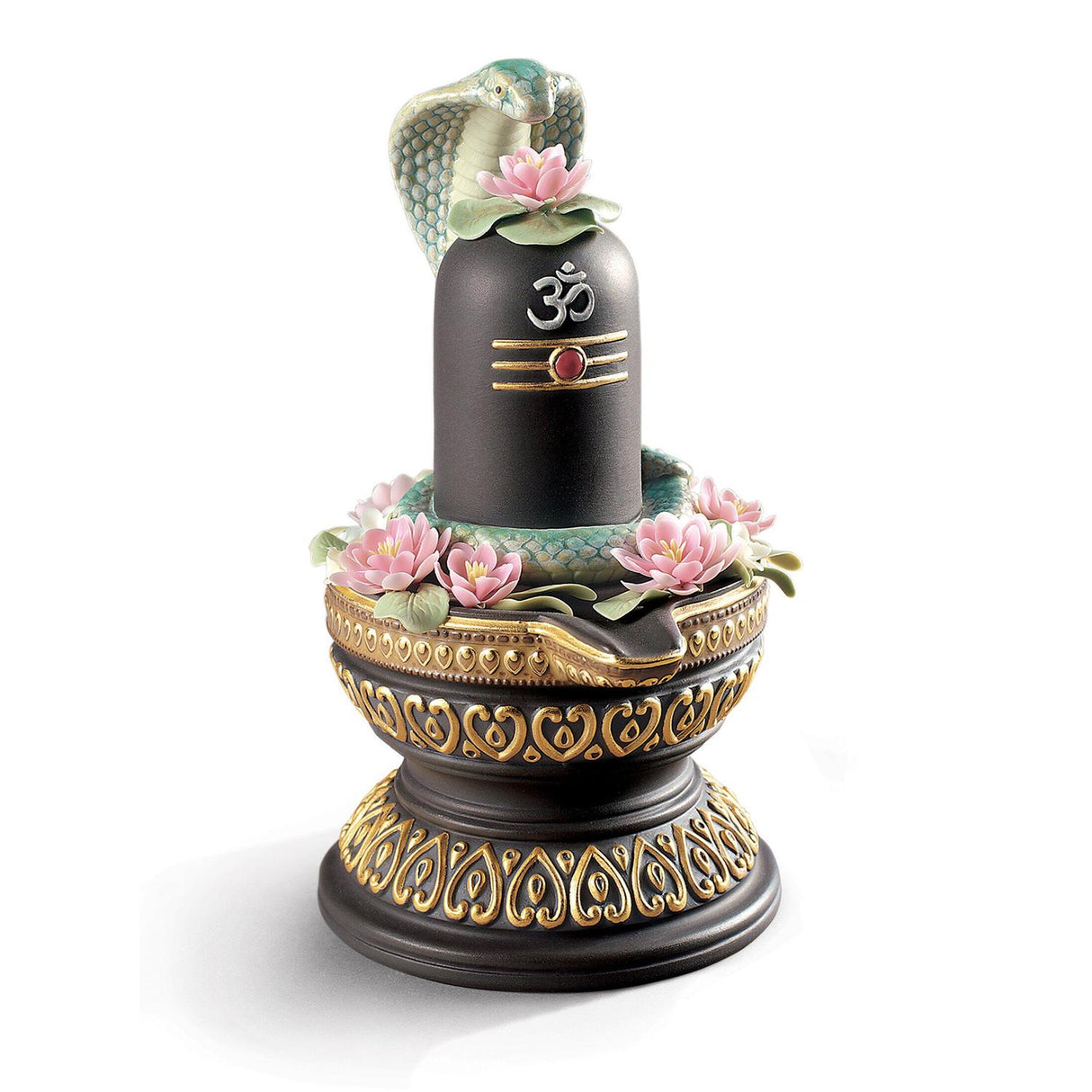 Statuetta Lingam Lladrò in porcellana con dettagli in oro 18x12 cm