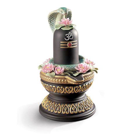 Statuetta Lingam Lladrò in porcellana con dettagli in oro 18x12 cm