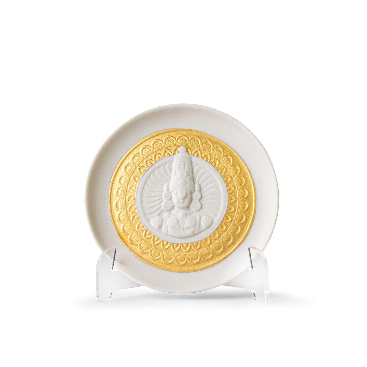 Piatto decorativo Lord Balaji Lladrò in porcellana finemente inciso 10x10 cm