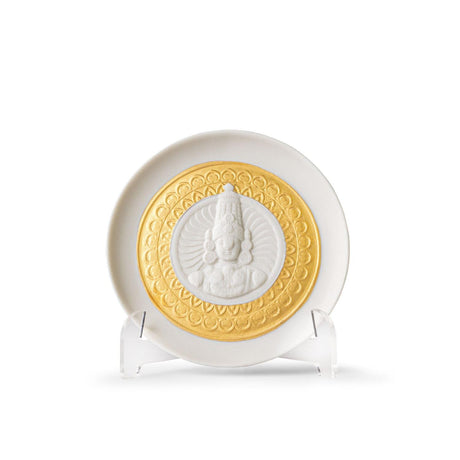 Piatto decorativo Lord Balaji Lladrò in porcellana finemente inciso 10x10 cm
