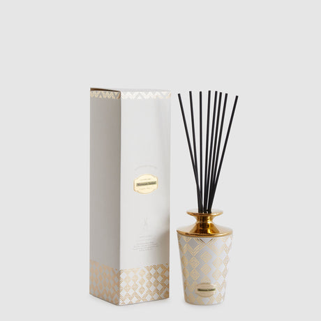 Diffusore a bastoncini EDG Enigma in vetro bianco e dettagli oro 400 ml