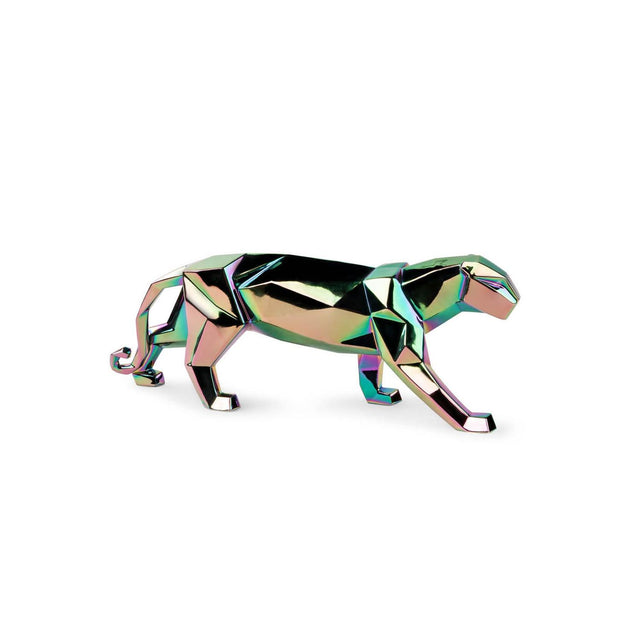 Scultura Pantera Lladrò in porcellana con finitura iridescente 19x50 cm