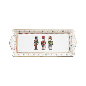 Vassoio rettangolare Nutcracker Easy Life in porcellana decorata 35x15 cm