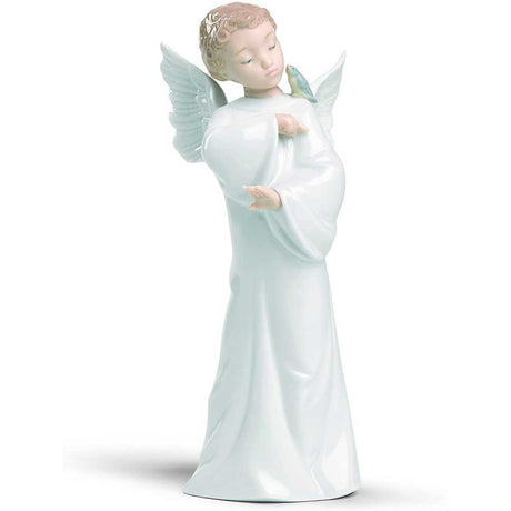 Statuina Angelo Protettore NAO in porcellana decorata a mano 19 cm