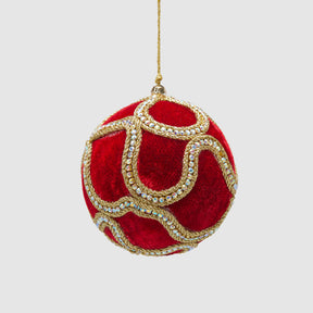 Pallina di Natale EDG in velluto rosso con gemme decorative 10 cm