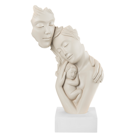 Scultura famiglia abbracciata Bongelli Preziosi in marmorino color nocciola