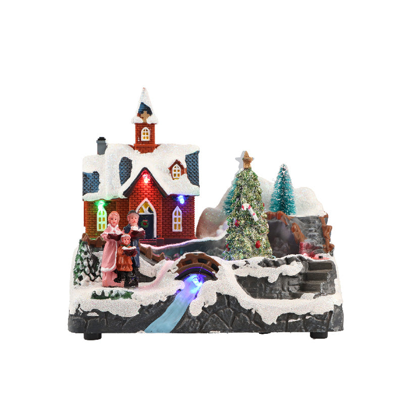 Villaggio di Natale Timstor in resina con luci LED 19x12,6x14 cm