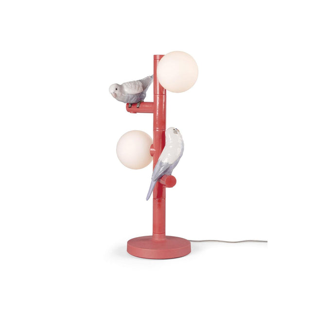 Lampada da tavolo Parrot Lladrò in porcellana color corallo 45x20 cm