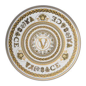 Piatto segnaposto Virtus Gala Versace in porcellana bianca e oro 33 cm