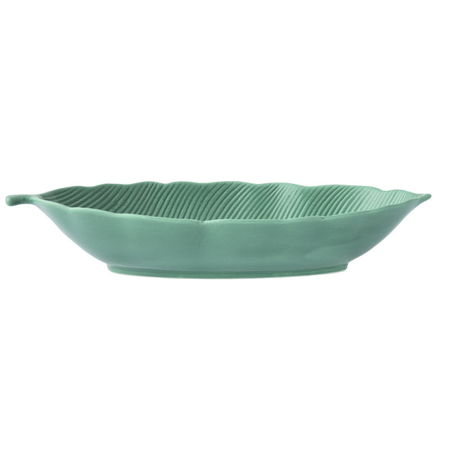 Insalatiera Leaves Easy Life in porcellana a forma di foglia 47x19 cm verde