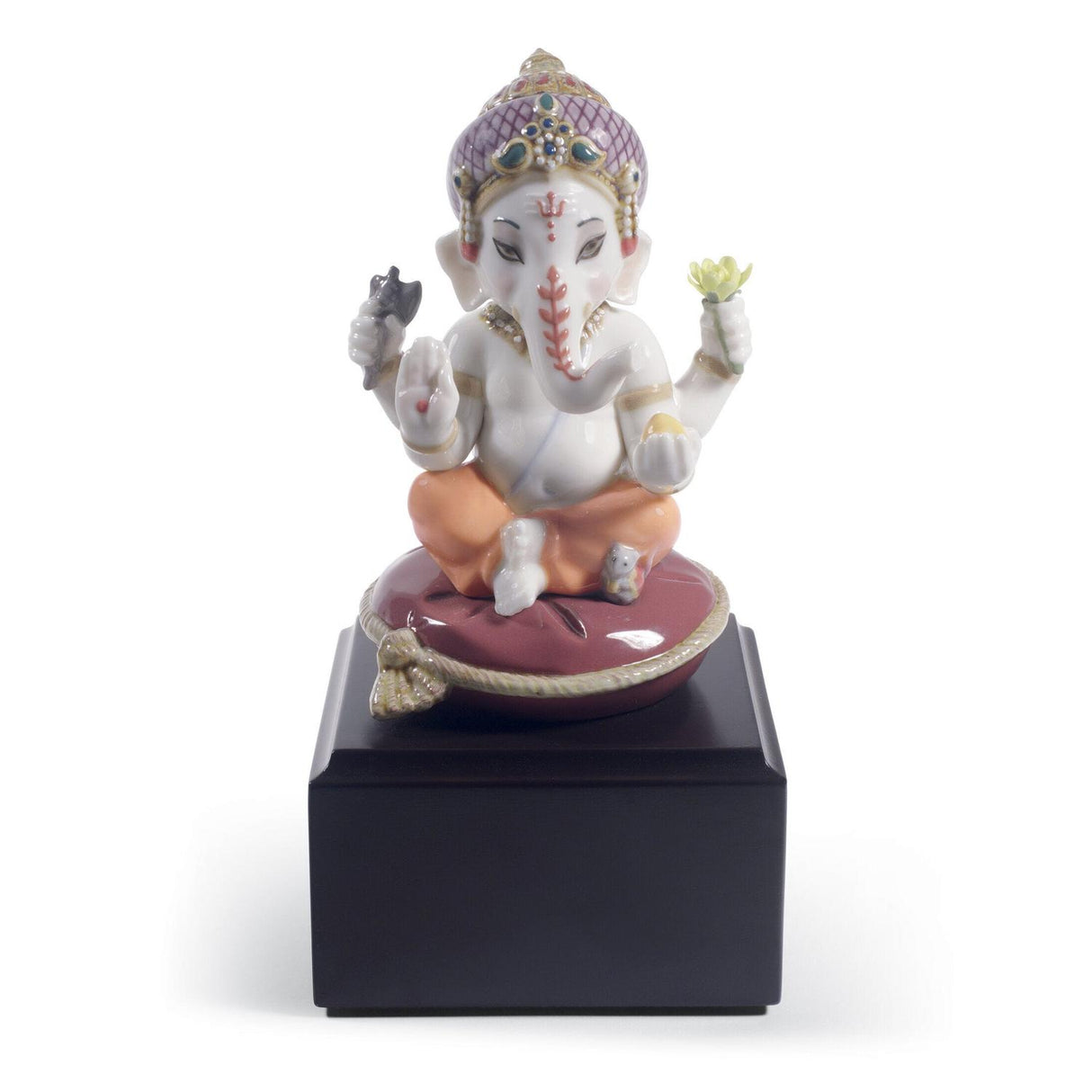 Statuetta Bal Ganesha Lladrò in porcellana decorata 18x9 cm