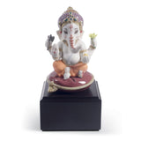 Statuetta Bal Ganesha Lladrò in porcellana decorata 18x9 cm