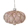 Sfera pendaglio Bianchi Dino in vetro rosa con decoro a rombi 10 cm