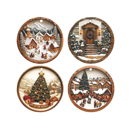 Set 4 sottopentola Brandani in ceramica e sughero decoro natalizio 11 cm