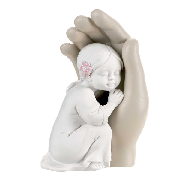 Scultura bambina Battesimo Bongelli Preziosi in marmorino 10,5 cm