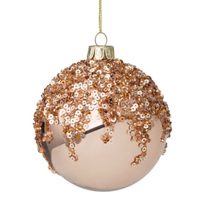 Pallina di Natale Bizzotto in vetro oro rosa diametro 8 cm