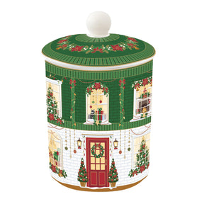 Barattolo biscotti Festive Avenue Easy Life in porcellana decorata 18 cm