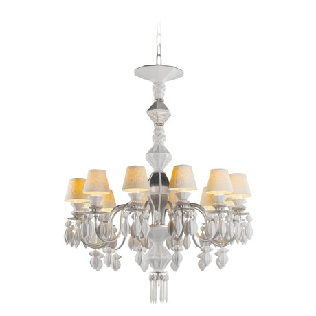 Lampada a sospensione Belle De Nuit Lladrò in porcellana argento 100x65 cm