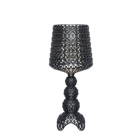 Lampada da tavolo Mini Kabuki Kartell in policarbonato nero traforato 70 cm