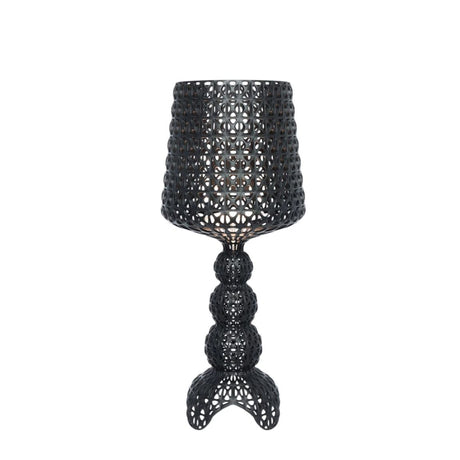 Lampada da tavolo Mini Kabuki Kartell in policarbonato nero traforato 70 cm